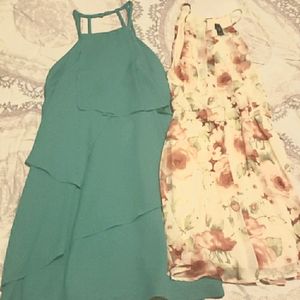 Aqua color dress and flower white dress bundle